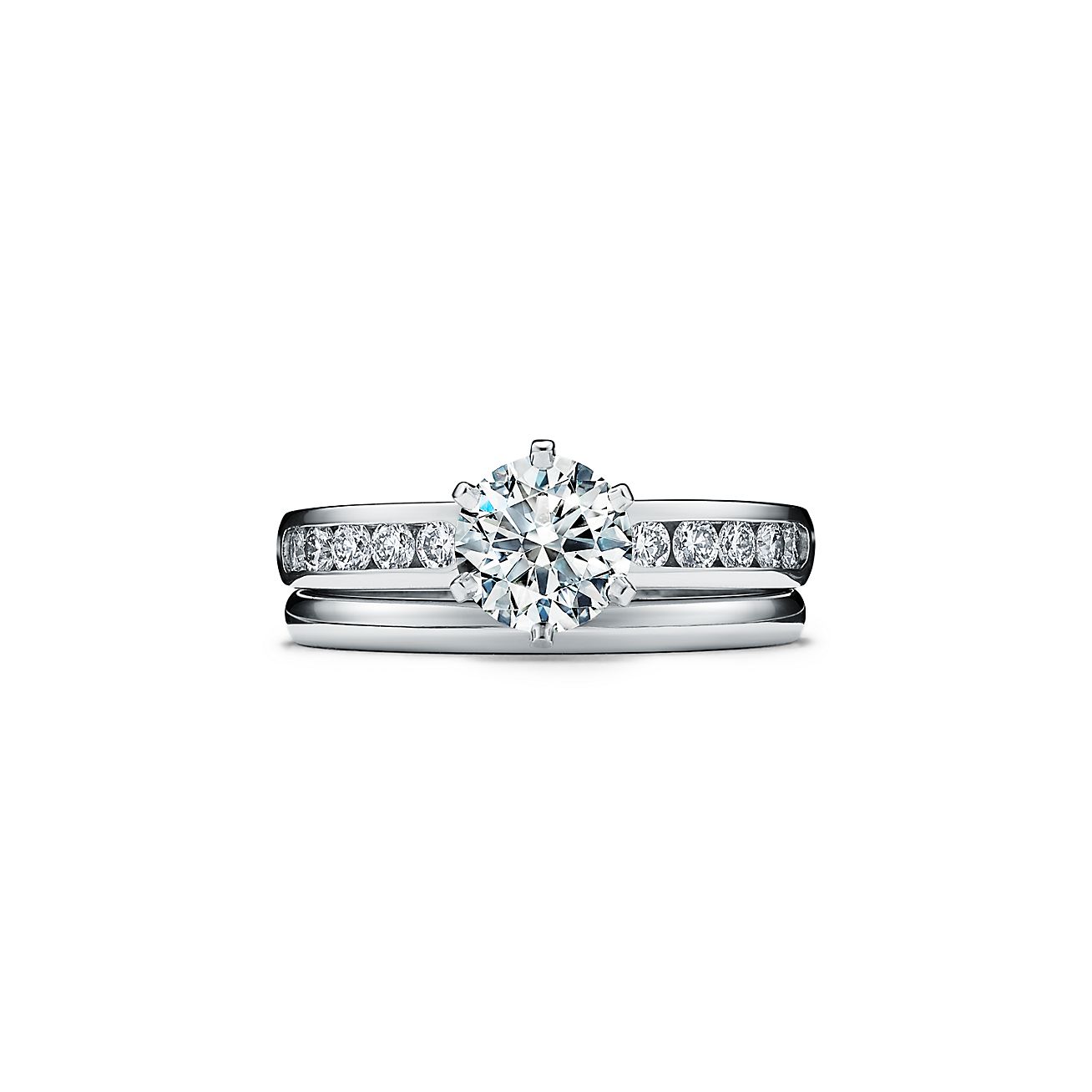 Channel Set Hidden Halo Engagement Ring with Round Cut Diamond in 14KT  White Gold | With Clarity